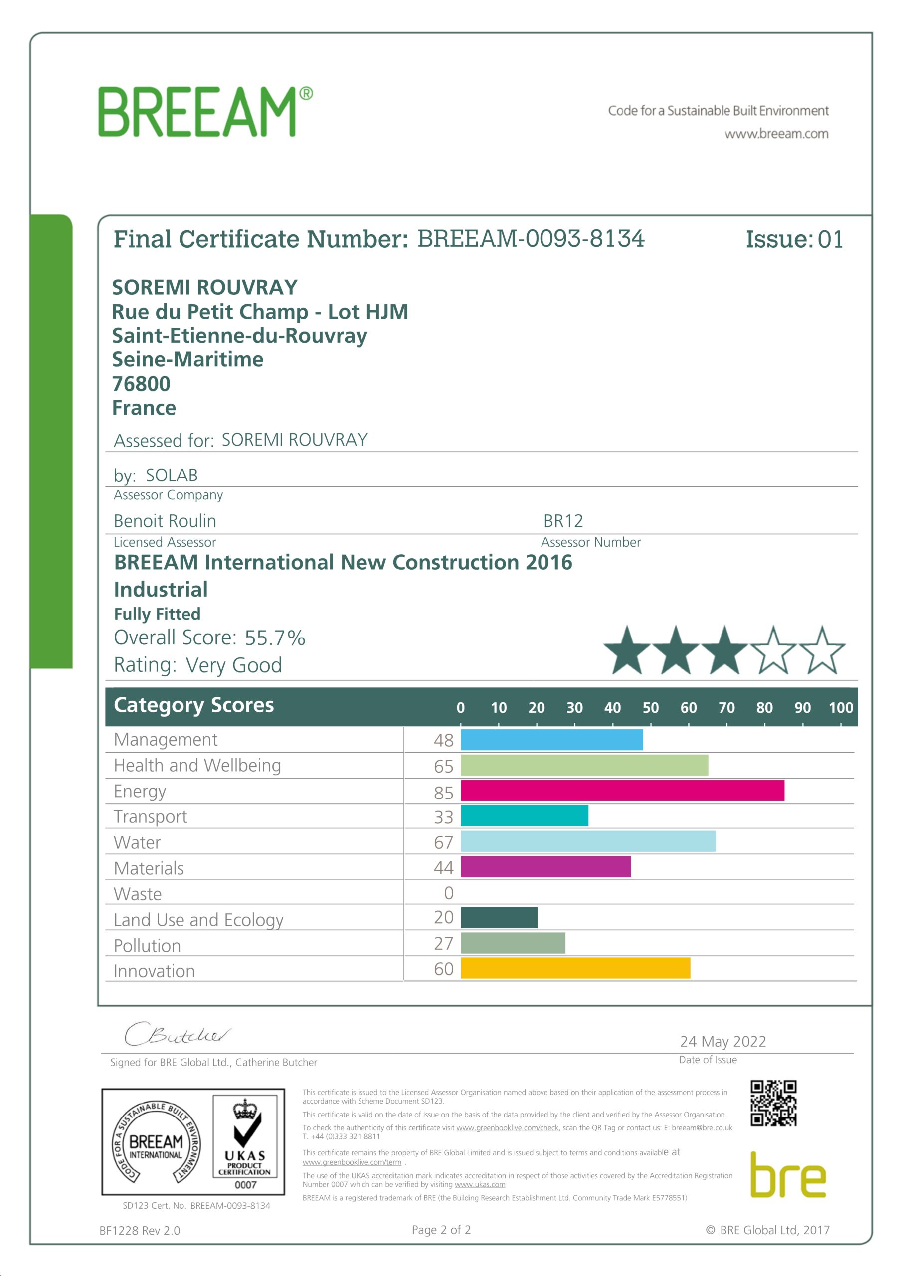 Certificat final - BREEAM-0093-8134-1-2 breeam soremi dachser stegys